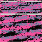 Custom Black Pink-Aqua Splash 3D Pattern Design Bomber Full-Snap Varsity Letterman Hoodie Jacket