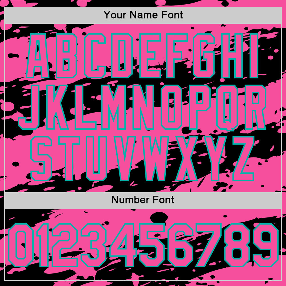 Custom Black Pink-Aqua Splash 3D Pattern Design Bomber Full-Snap Varsity Letterman Hoodie Jacket