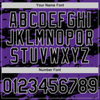 Custom Purple Black-White Splash 3D Pattern Design Bomber Full-Snap Varsity Letterman Hoodie Jacket