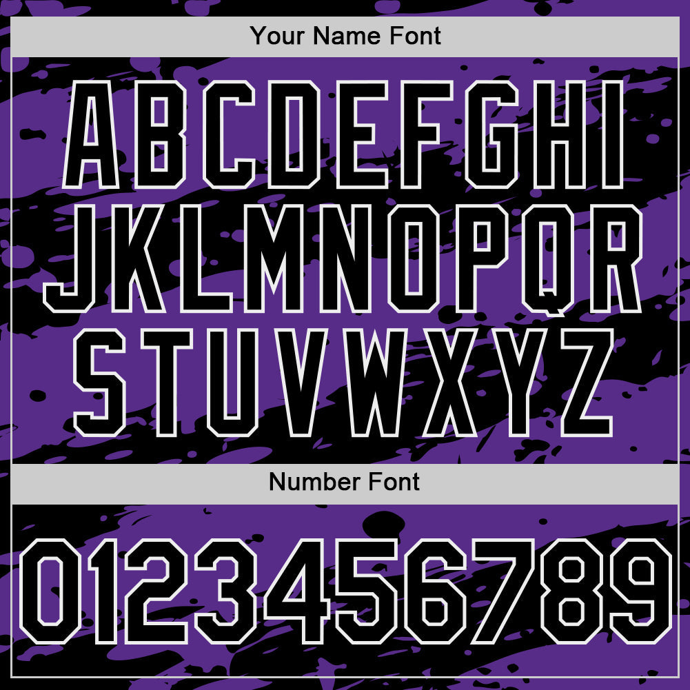 Custom Purple Black-White Splash 3D Pattern Design Bomber Full-Snap Varsity Letterman Hoodie Jacket