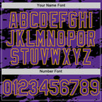 Custom Black Purple-Gold Splash 3D Pattern Design Bomber Full-Snap Varsity Letterman Hoodie Jacket