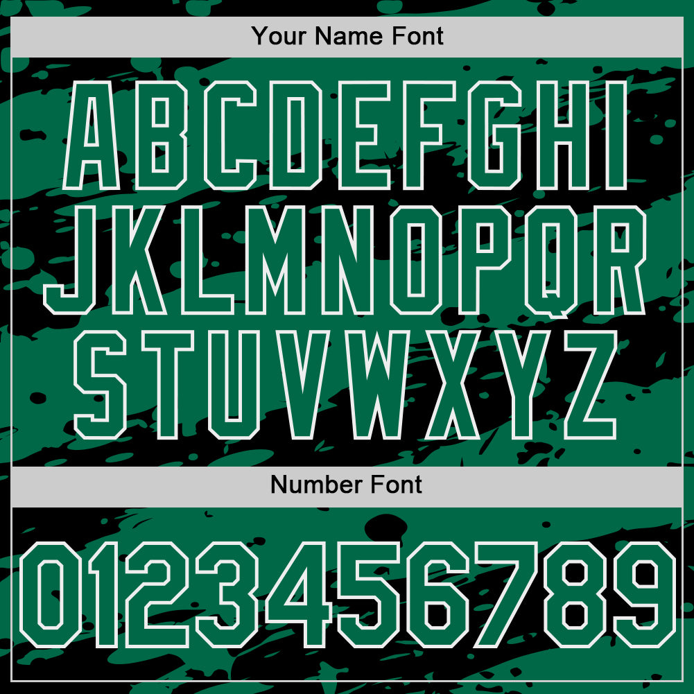 Custom Black Kelly Green-White Splash 3D Pattern Design Bomber Full-Snap Varsity Letterman Hoodie Jacket