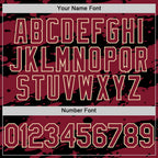 Custom Black Crimson-Cream Splash 3D Pattern Design Bomber Full-Snap Varsity Letterman Hoodie Jacket