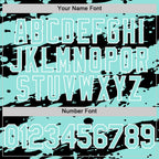 Custom Black Ice Blue-White Splash 3D Pattern Design Bomber Full-Snap Varsity Letterman Hoodie Jacket