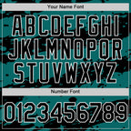 Custom Teal Black-White Splash 3D Pattern Design Bomber Full-Snap Varsity Letterman Hoodie Jacket