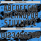 Custom Powder Blue Black-White Splash 3D Pattern Design Bomber Full-Snap Varsity Letterman Hoodie Jacket