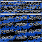 Custom Thunder Blue Black-White Splash 3D Pattern Design Bomber Full-Snap Varsity Letterman Hoodie Jacket
