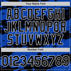 Custom Thunder Blue Black-White Splash 3D Pattern Design Bomber Full-Snap Varsity Letterman Hoodie Jacket