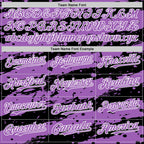 Custom Black Medium Purple-White Splash 3D Pattern Design Bomber Full-Snap Varsity Letterman Hoodie Jacket