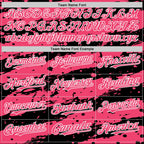 Custom Black Neon Pink-White Splash 3D Pattern Design Bomber Full-Snap Varsity Letterman Hoodie Jacket