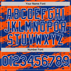 Custom Orange Royal-White Splash 3D Pattern Design Bomber Full-Snap Varsity Letterman Hoodie Jacket