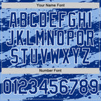 Custom Light Blue Royal-White Splash 3D Pattern Design Bomber Full-Snap Varsity Letterman Hoodie Jacket