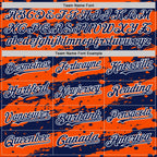 Custom Orange Navy-White Splash 3D Pattern Design Bomber Full-Snap Varsity Letterman Hoodie Jacket