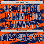 Custom Orange Navy-White Splash 3D Pattern Design Bomber Full-Snap Varsity Letterman Hoodie Jacket