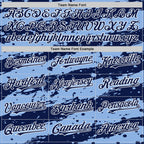 Custom Light Blue Navy-White Splash 3D Pattern Design Bomber Full-Snap Varsity Letterman Hoodie Jacket