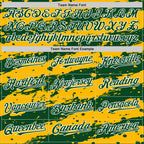 Custom Gold Green-White Splash 3D Pattern Design Bomber Full-Snap Varsity Letterman Hoodie Jacket