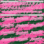 Custom Green Pink-White Splash 3D Pattern Design Bomber Full-Snap Varsity Letterman Hoodie Jacket