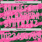 Custom Green Pink-White Splash 3D Pattern Design Bomber Full-Snap Varsity Letterman Hoodie Jacket