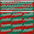 Custom Red Kelly Green-White Splash 3D Pattern Design Bomber Full-Snap Varsity Letterman Hoodie Jacket