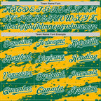 Custom Gold Kelly Green-White Splash 3D Pattern Design Bomber Full-Snap Varsity Letterman Hoodie Jacket