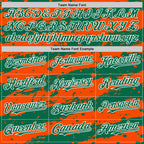 Custom Orange Kelly Green-White Splash 3D Pattern Design Bomber Full-Snap Varsity Letterman Hoodie Jacket