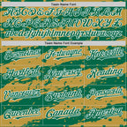 Custom Old Gold Kelly Green-White Splash 3D Pattern Design Bomber Full-Snap Varsity Letterman Hoodie Jacket