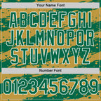 Custom Old Gold Kelly Green-White Splash 3D Pattern Design Bomber Full-Snap Varsity Letterman Hoodie Jacket