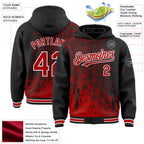Custom Black Red-White Abstract Fragment Art 3D Pattern Design Bomber Full-Snap Varsity Letterman Hoodie Jacket