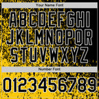 Custom Yellow Black-White Abstract Fragment Art 3D Pattern Design Bomber Full-Snap Varsity Letterman Hoodie Jacket