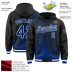 Custom Black Royal-White Abstract Fragment Art 3D Pattern Design Bomber Full-Snap Varsity Letterman Hoodie Jacket