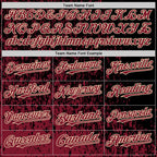 Custom Black Crimson-Cream Abstract Fragment Art 3D Pattern Design Bomber Full-Snap Varsity Letterman Hoodie Jacket