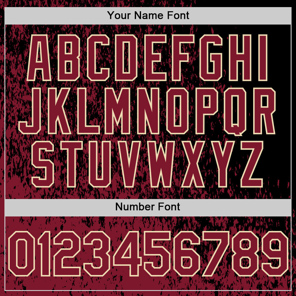 Custom Black Crimson-Cream Abstract Fragment Art 3D Pattern Design Bomber Full-Snap Varsity Letterman Hoodie Jacket