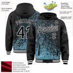 Custom Shadow Blue Black-White Abstract Fragment Art 3D Pattern Design Bomber Full-Snap Varsity Letterman Hoodie Jacket