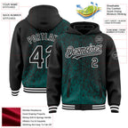 Custom Midnight Green Black-White Abstract Fragment Art 3D Pattern Design Bomber Full-Snap Varsity Letterman Hoodie Jacket