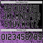 Custom Medium Purple Black-White Abstract Fragment Art 3D Pattern Design Bomber Full-Snap Varsity Letterman Hoodie Jacket