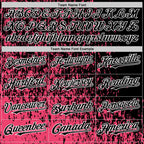 Custom Neon Pink Black-White Abstract Fragment Art 3D Pattern Design Bomber Full-Snap Varsity Letterman Hoodie Jacket