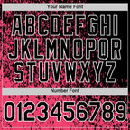 Custom Neon Pink Black-White Abstract Fragment Art 3D Pattern Design Bomber Full-Snap Varsity Letterman Hoodie Jacket