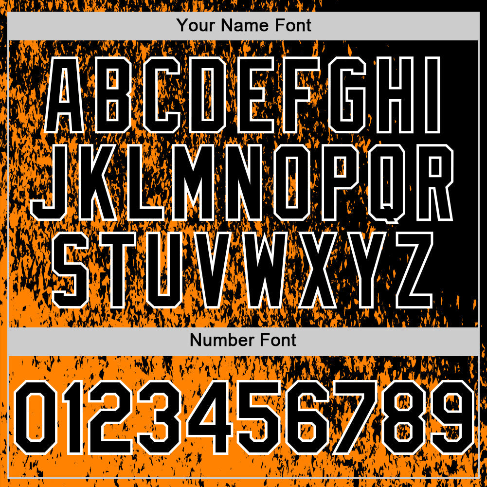 Custom Bay Orange Black-White Abstract Fragment Art 3D Pattern Design Bomber Full-Snap Varsity Letterman Hoodie Jacket