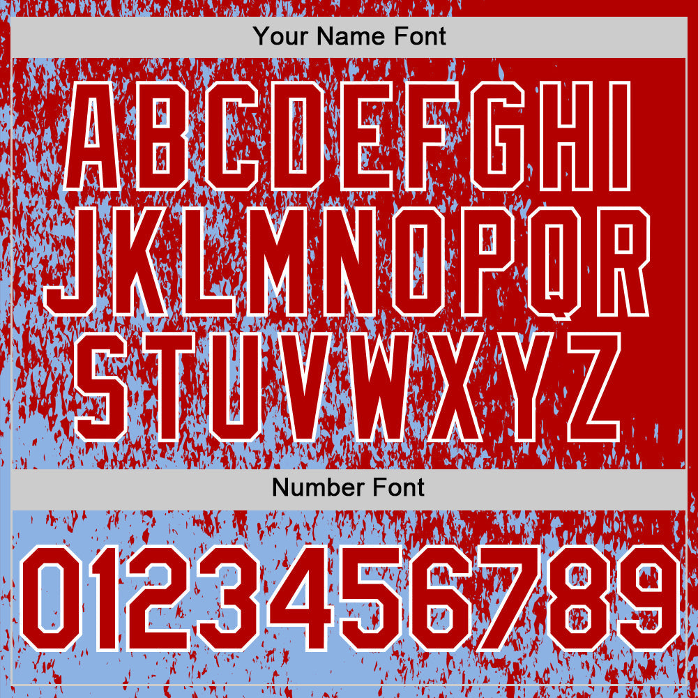 Custom Light Blue Red-White Abstract Fragment Art 3D Pattern Design Bomber Full-Snap Varsity Letterman Hoodie Jacket