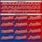 Custom Royal Red-White Abstract Fragment Art 3D Pattern Design Bomber Full-Snap Varsity Letterman Hoodie Jacket