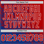 Custom Royal Red-White Abstract Fragment Art 3D Pattern Design Bomber Full-Snap Varsity Letterman Hoodie Jacket