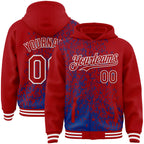 Custom Royal Red-White Abstract Fragment Art 3D Pattern Design Bomber Full-Snap Varsity Letterman Hoodie Jacket