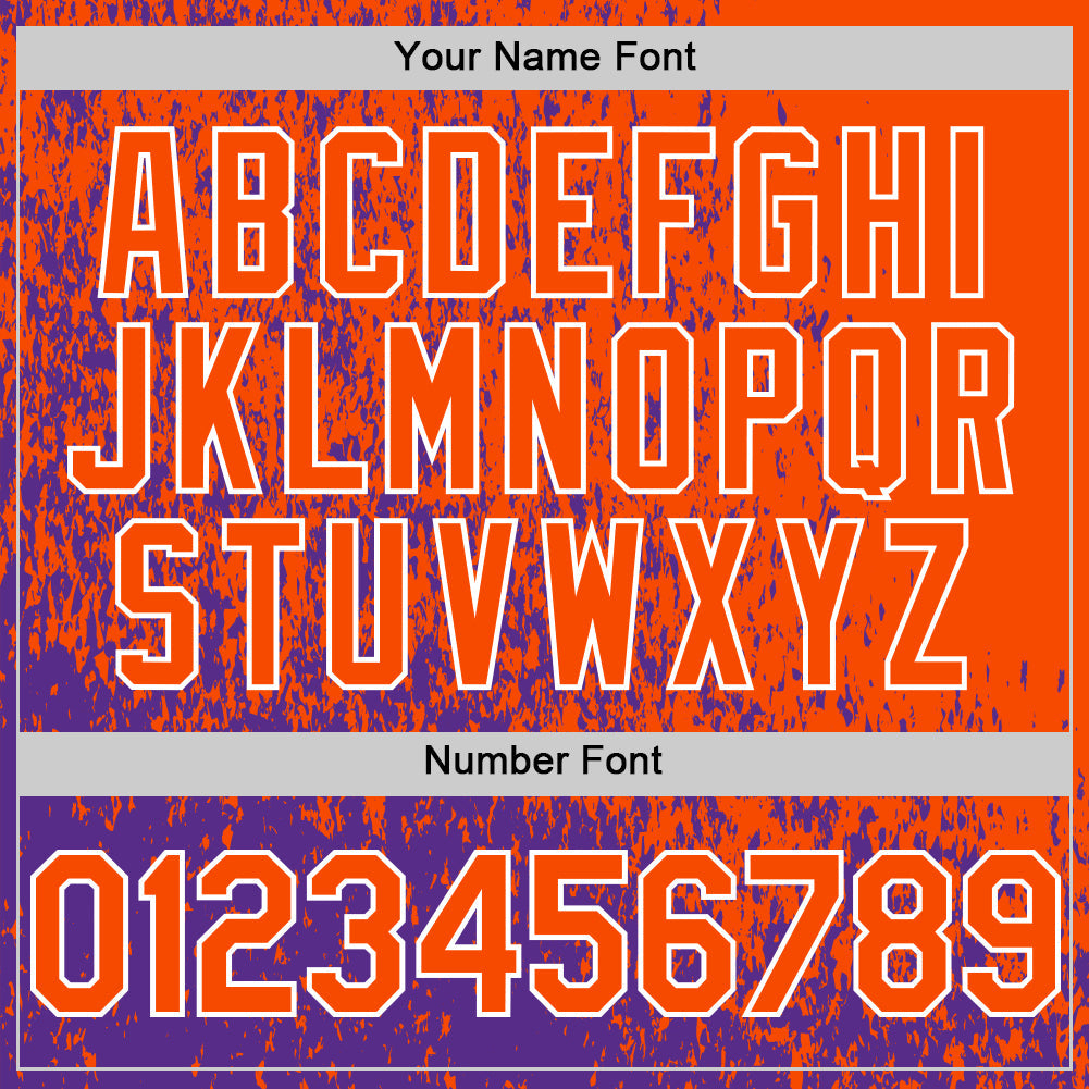 Custom Purple Orange-White Abstract Fragment Art 3D Pattern Design Bomber Full-Snap Varsity Letterman Hoodie Jacket