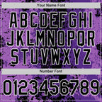 Custom Purple Black-White 3D Pattern Design Bomber Full-Snap Varsity Letterman Hoodie Jacket