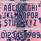 Custom Pink Navy-White 3D Pattern Design Bomber Full-Snap Varsity Letterman Hoodie Jacket