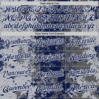 Custom Gray Navy-White 3D Pattern Design Bomber Full-Snap Varsity Letterman Hoodie Jacket