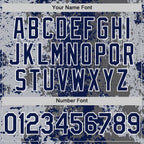 Custom Gray Navy-White 3D Pattern Design Bomber Full-Snap Varsity Letterman Hoodie Jacket