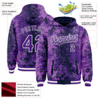 Custom Navy Purple-White 3D Pattern Design Bomber Full-Snap Varsity Letterman Hoodie Jacket