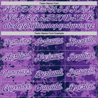 Custom Navy Purple-White 3D Pattern Design Bomber Full-Snap Varsity Letterman Hoodie Jacket