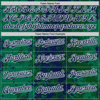 Custom Green Navy-White 3D Pattern Design Bomber Full-Snap Varsity Letterman Hoodie Jacket